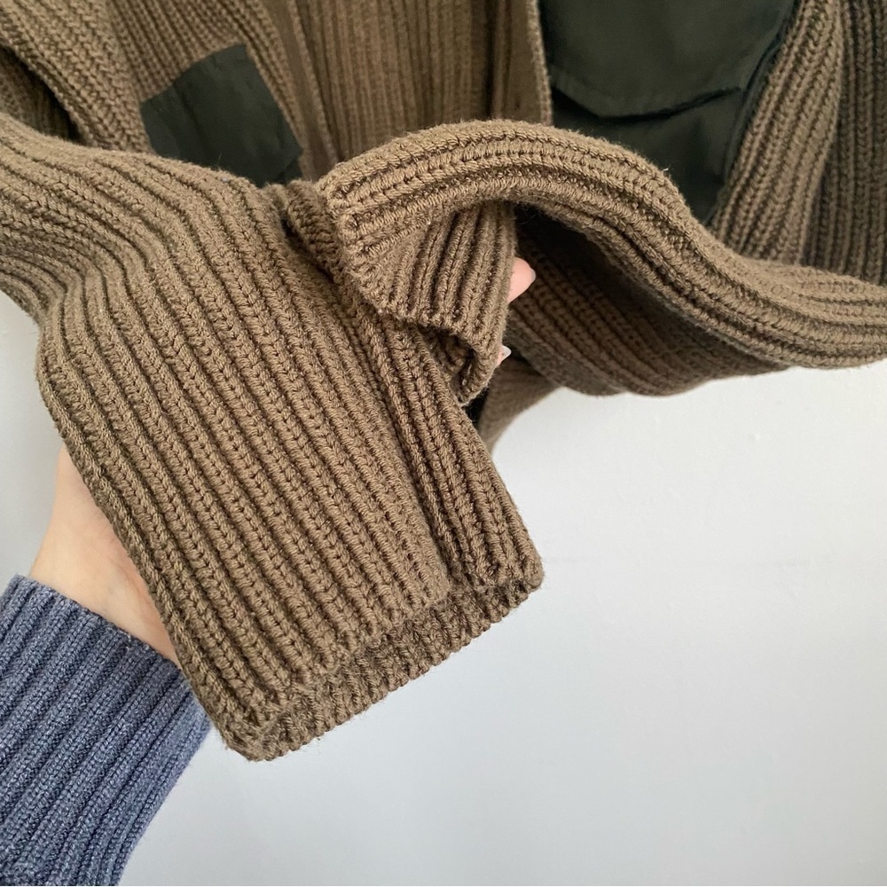 Zara Knit Contrast Pockets Oversized Cardigan Sweater • Cocoa Brown • S Small - Picture 5 of 10